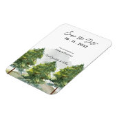 水の色の木の景観結婚式の日付を保存 マグネット (左側)