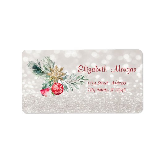 水の色の木の枝レッドボールの輝き《写真》ぼけ味 ラベル (正面)