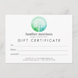 水の色の木ヨガとウェルネスギフト証明書