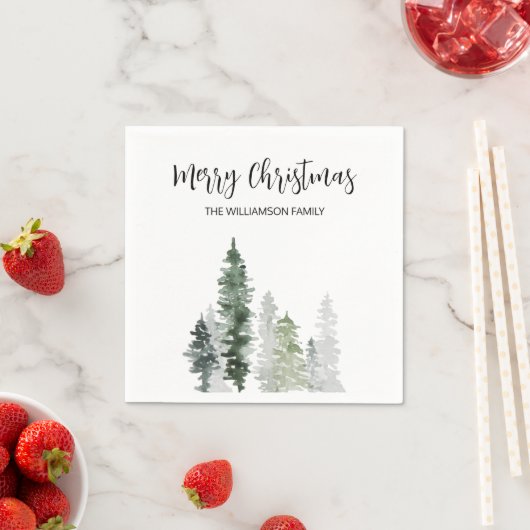 水の色の木素朴のスクリプトはメリークリスマス スタンダードカクテルナプキン (インサイチュ)