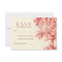 水の色の木絵を描の結婚式RSVPカード