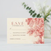 水の色の木絵を描の結婚式RSVPカード 出欠カード (スタンド正面)