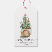 水の色の木飾のクリスマスの贈り物ラベル ギフトタグ (正面)
