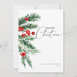 水の色の松とベリークリスマスホリデーカード シーズンカード