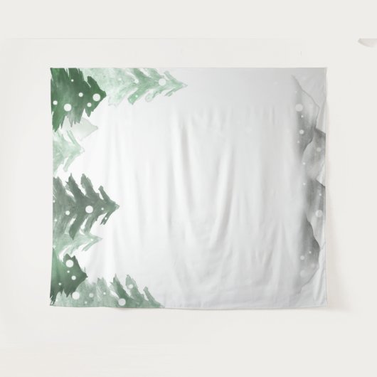 水の色の松の木の森の山タペストリー タペストリー (正面(横))