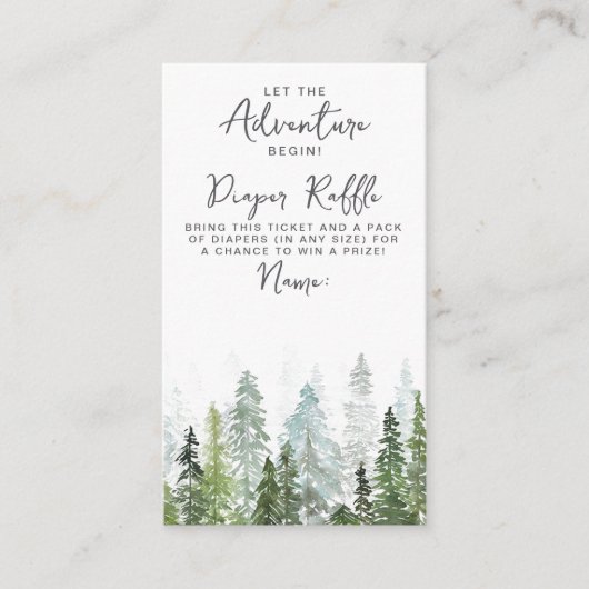 水の色の松の木の森ベビーシャワー エンクロージャーカード (正面)