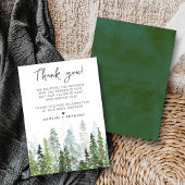 水の色の松の木の森ベビーシャワー サンキューカード