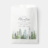 水の色の松の木の森ベビーシャワー フェイバーバッグ (正面)