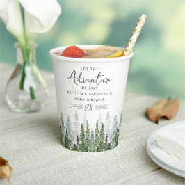 水の色の松の木の森ベビーシャワー 紙コップ