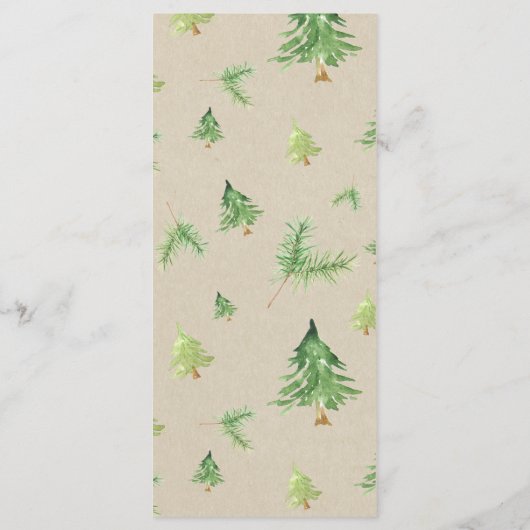 水の色の松の木クラフト冬の結婚式メニュー メニュー (裏面)