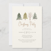 水の色の松の木クリスマスパーティーディナー 招待状 (正面)