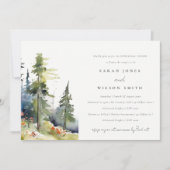 水の色の松の森の風景リハーサルディナー 招待状 (正面)