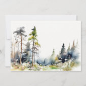 水の色の松の森の風景リハーサルディナー 招待状 (裏面)