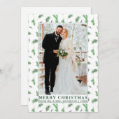 水の色の松の緑の新しいクリスマス シーズンカード (正面/裏面)