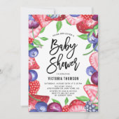 水の色の果実フレーム夏のベビーシャワー 招待状 (正面)