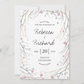 水の色の枝お洒落日付カードを保存 招待状 (正面)