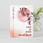 水の色の枝と月の日本の写真 セーブザデート (スタンド正面)