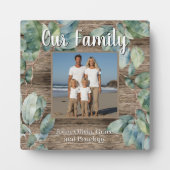 水の色の柔らかい緑のパーソナライズ家族の写真 フォトプラーク (正面)