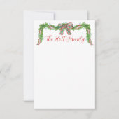 水の色の格子弓ガーランドクリスマス サンキューカード (正面)