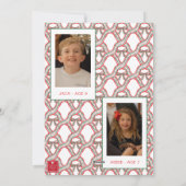 水の色の格子弓ガーランドクリスマス シーズンカード (裏面)