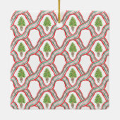 水の色の格子弓ガーランドクリスマス セラミックオーナメント (裏面)