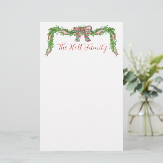 水の色の格子弓ガーランドクリスマス 便箋 (スタンド正面)