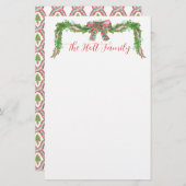 水の色の格子弓ガーランドクリスマス 便箋 (正面/裏面)