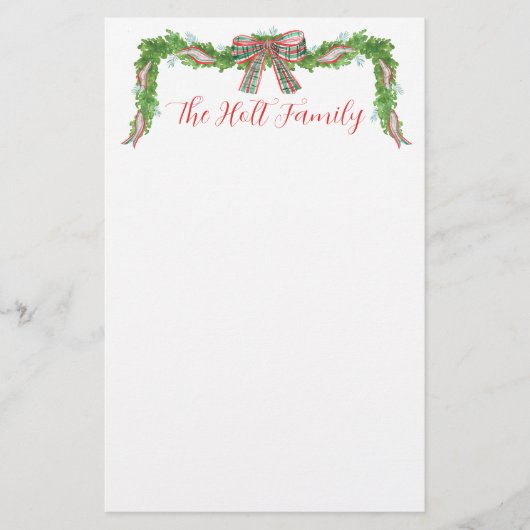 水の色の格子弓ガーランドクリスマス 便箋 (正面)