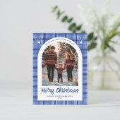 水の色の格子模様のクリスマスカスタムアーチ3写真 シーズンポストカード (スタンド正面)