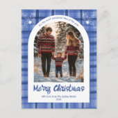 水の色の格子模様のクリスマスカスタムアーチ3写真 シーズンポストカード (正面)