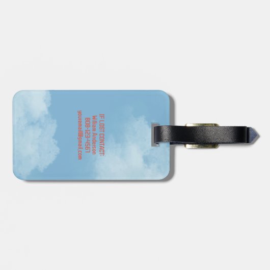 水の色の格子模様レッドトラック雪クリスマスバケーション ラゲッジタグ (裏面横)