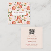 水の色の桃の花栄養士ディエティシャン スクエア名刺 (正面/裏面)