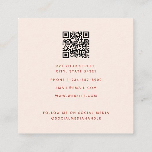 水の色の桃の花栄養士ディエティシャン スクエア名刺 (裏面)