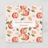 水の色の桃の花栄養士ディエティシャン スクエア名刺 (正面)