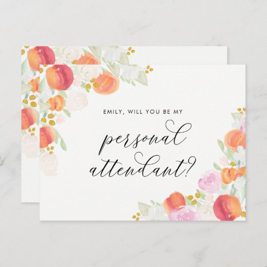 水の色の桃フローラは私のパーソナル付き添い人 インビテーションポストカード (正面/裏面)