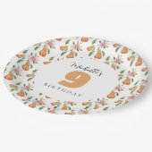 水の色の梨のパターモノグラムのン ペーパープレート (アングル)