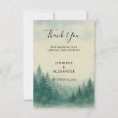 水の色の森ありがとう写真結婚のカード サンキューカード (正面)