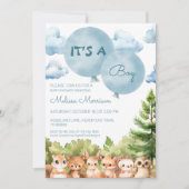水の色の森それは男の子の赤ちゃんシャワーだ 招待状 (正面)