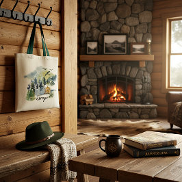 水の色の森のシーンのカスタマイズ可能なトートバッグ トートバッグ