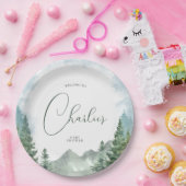 水の色の森のベビーシャワー ペーパープレート (パーティー)