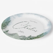 水の色の森のベビーシャワー ペーパープレート (アングル)