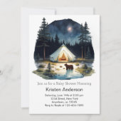 水の色の森の冒険が赤ちゃんのシャワーを待つ 招待状 (正面)