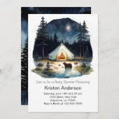 水の色の森の冒険が赤ちゃんのシャワーを待つ 招待状 (正面/裏面)