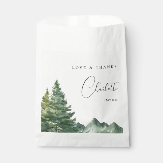 水の色の森の冒険ベビーシャワー フェイバーバッグ (正面)