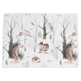 水の色の森の友人ベビーシャワー ラージペーパーバッグ