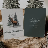 水の色の森の木トナカイのメリークリスマス シーズンカード