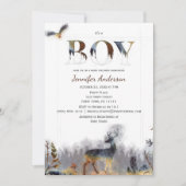 水の色の森の男の子カントリー鹿の赤ちゃんシャワー 招待状 (正面)