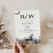 水の色の森の男の子カントリー鹿の赤ちゃんシャワー 招待状