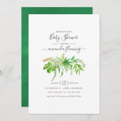 水の色の森の緑のベビーシャワー 招待状 (正面/裏面)
