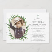 水の色の森の緑の最初の聖餐式 招待状 (正面)